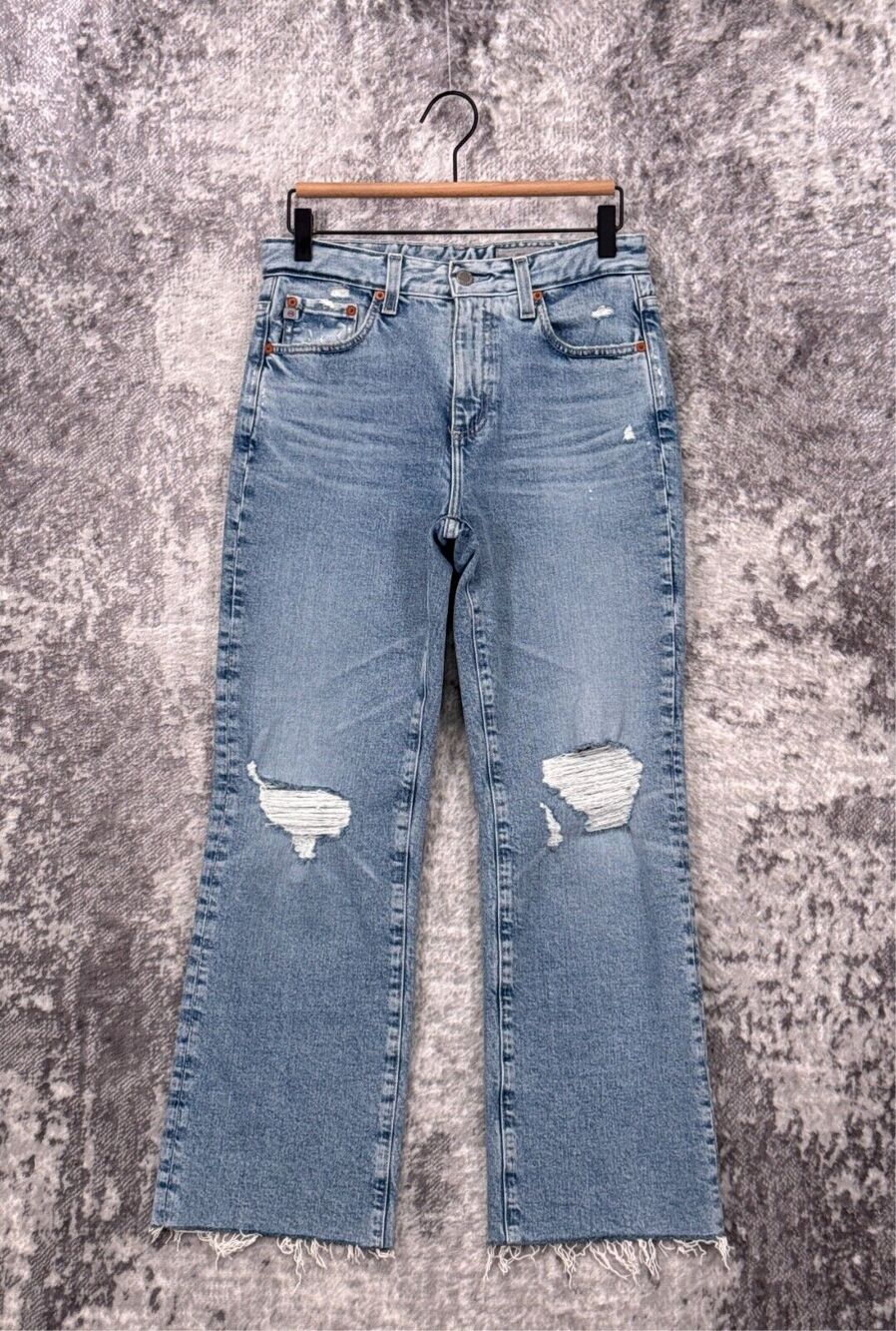 New Adriano Goldschmied AG Jeans 27 Womens Kinsley High Rise Crop Distressed